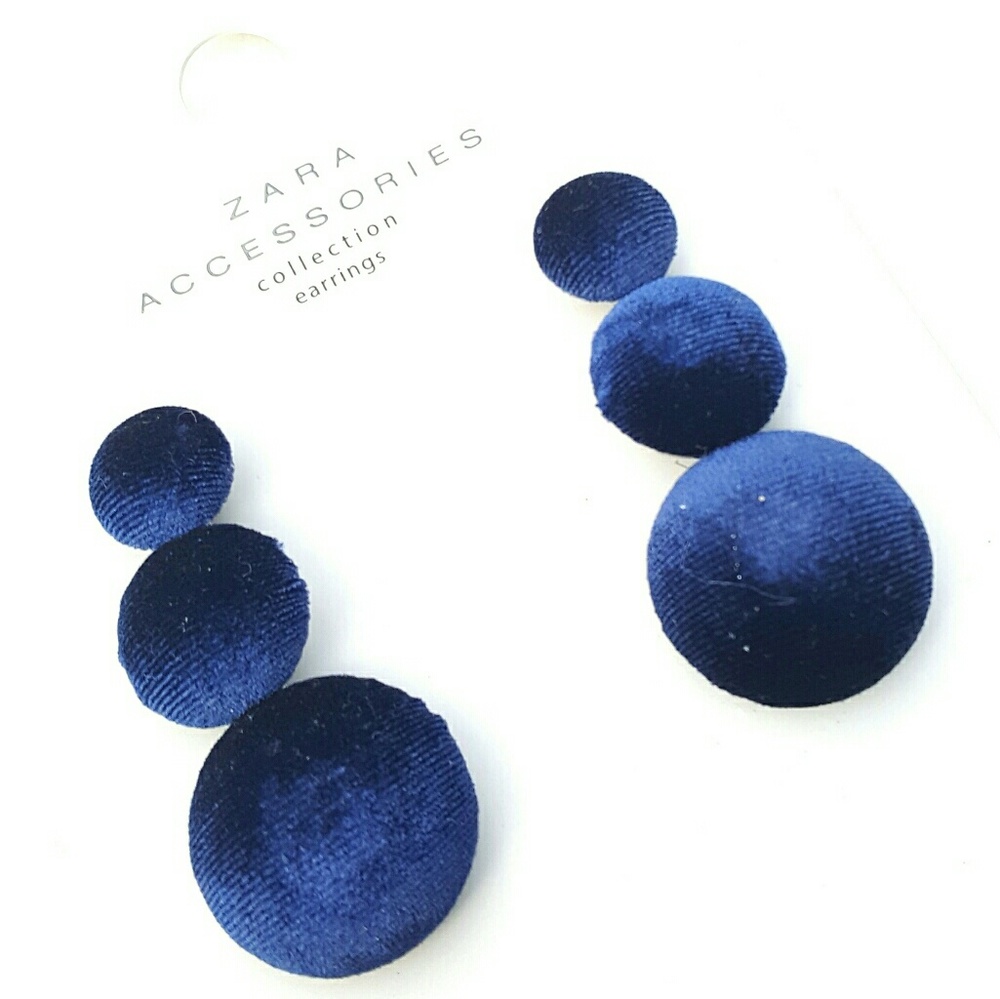 Zara navy blue velvet earrings